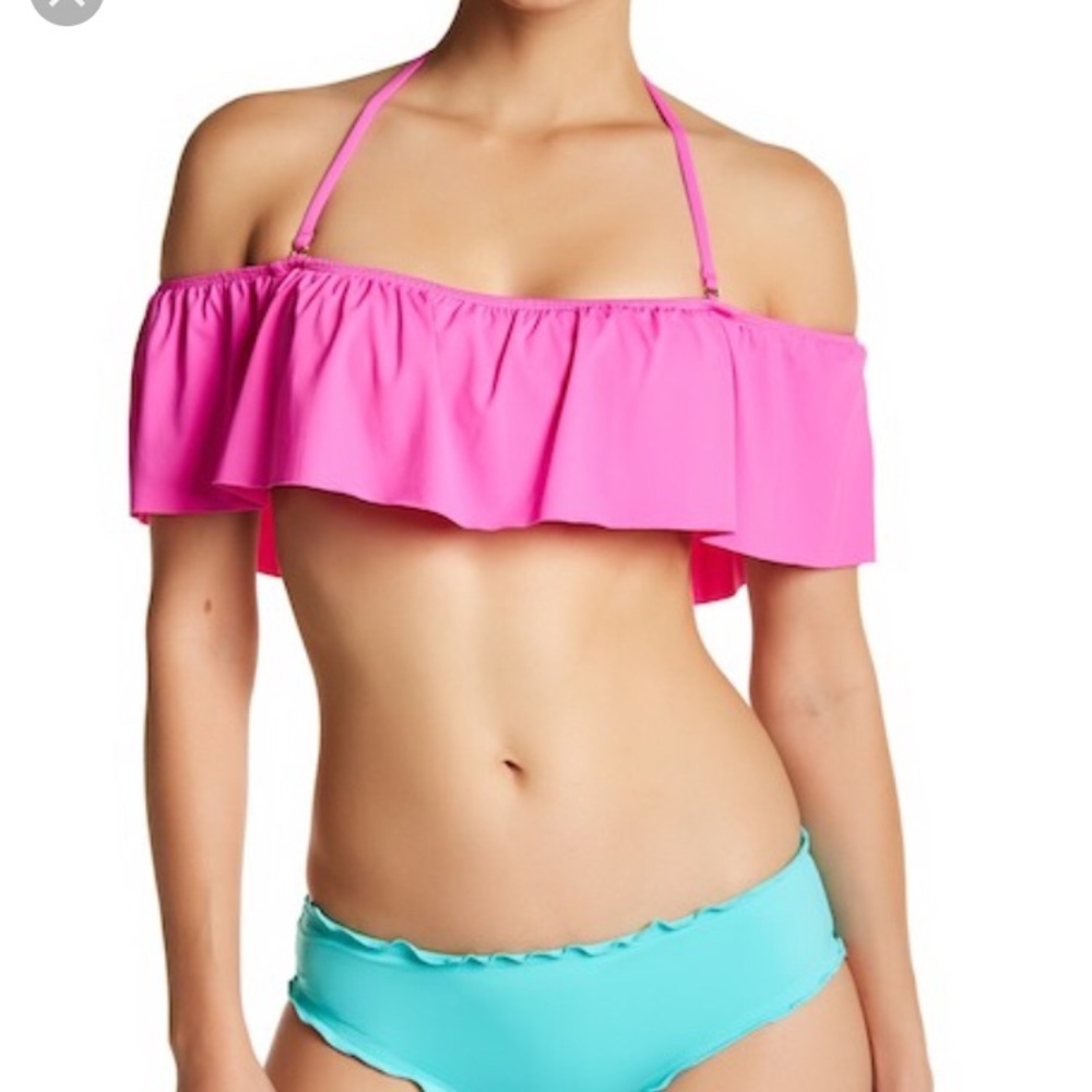 The Bikini Lab Raspberry Ruffle Bikini Top SM NWT - Picture 2 of 7